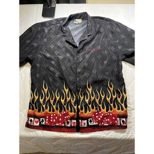 VTG Las Vegas Shirt Mens M Black 90s JNCO Style Skate Grunge Rave Flames